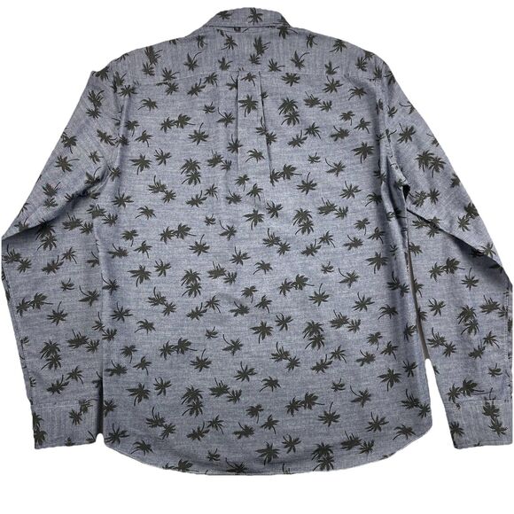Mens J. Crew Slim Long Sleeve Button Up Shirt Palm Tree Dark Gray/Black-L - Picture 3 of 12